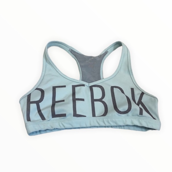 Reebok Other - Reebok medium sports bra light blue activewear black racerback yoga fitness run